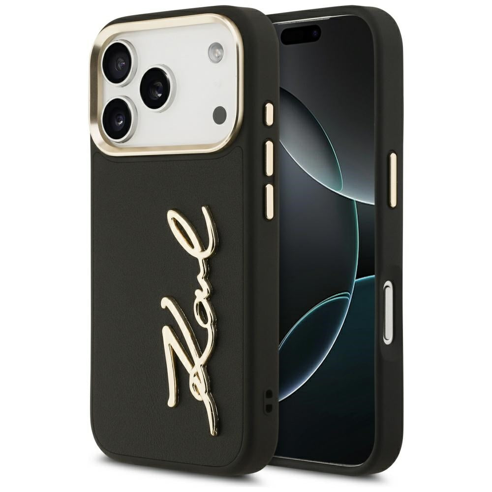 Hoes voor Apple iPhone 17 Pro, Karl Lagerfeld, Script Logo, Zwart