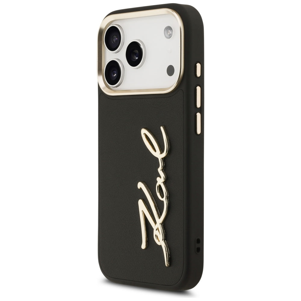 Hoes voor Apple iPhone 17 Pro, Karl Lagerfeld, Script Logo, Zwart