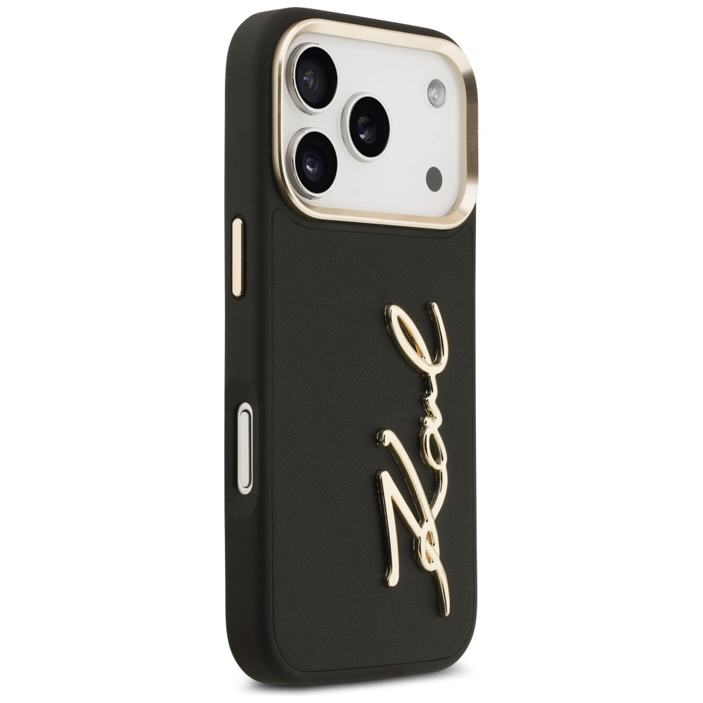 Hoes voor Apple iPhone 17 Pro, Karl Lagerfeld, Script Logo, Zwart