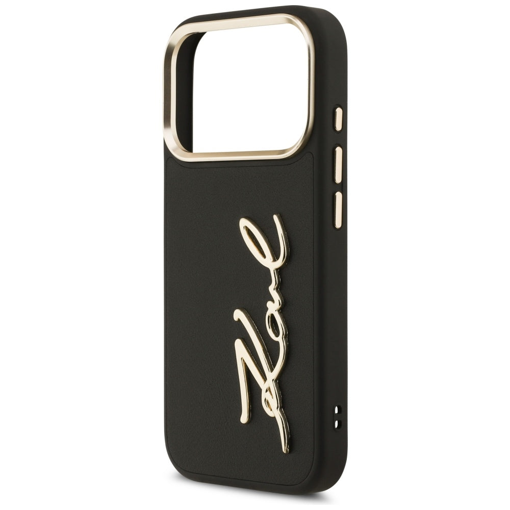 Hoes voor Apple iPhone 17 Pro, Karl Lagerfeld, Script Logo, Zwart