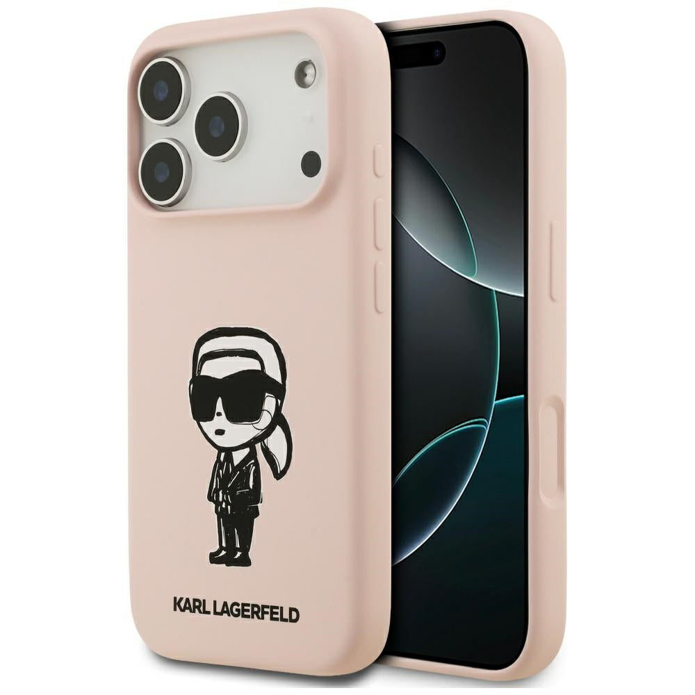 Hoes voor Apple iPhone 17 Pro, Karl Lagerfeld, Sketch en Logo Karl, Roze