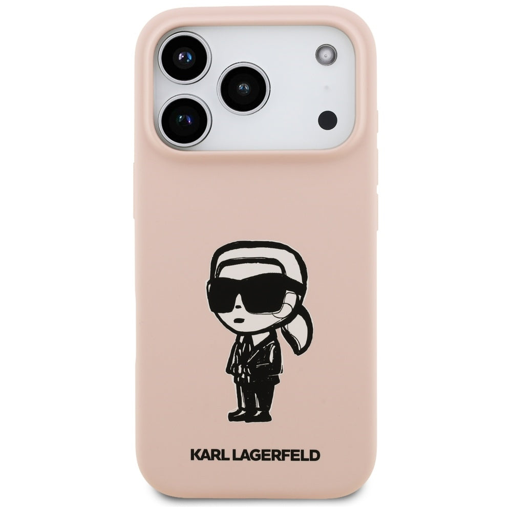 Hoes voor Apple iPhone 17 Pro, Karl Lagerfeld, Sketch en Logo Karl, Roze