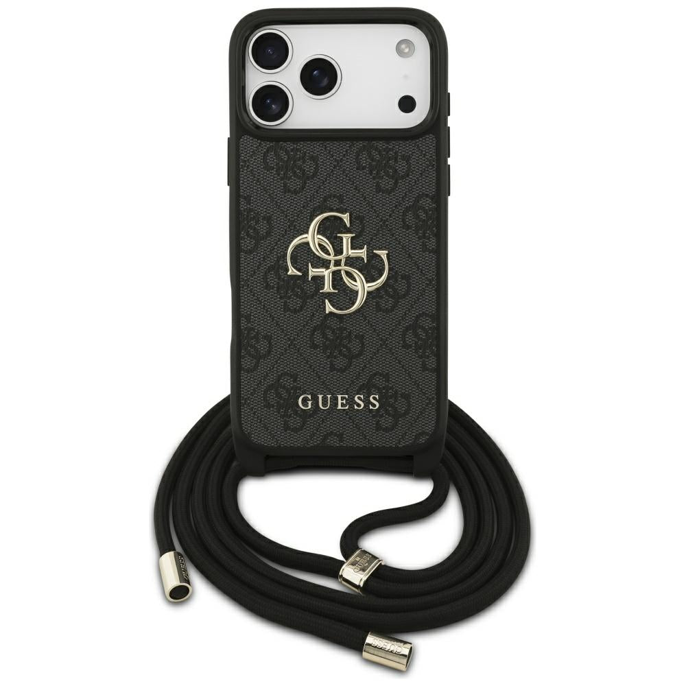 Étui pour Apple iPhone 17 Pro Max, Guess, 4G CBDY Grand Logo avec Bandoulière, Noir
