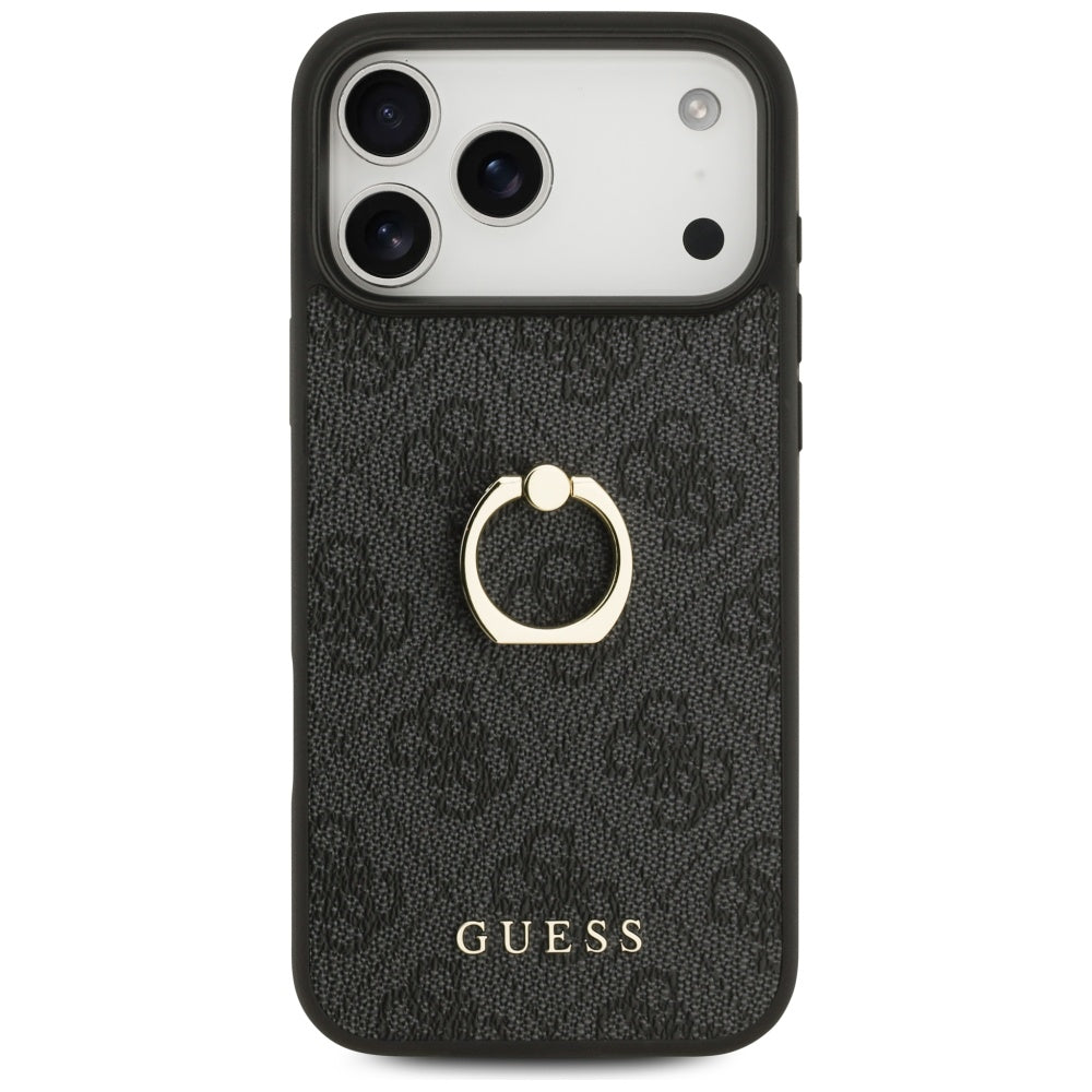 Hoes voor Apple iPhone 17 Pro Max, Guess, 4G Ring Stand, Zwart