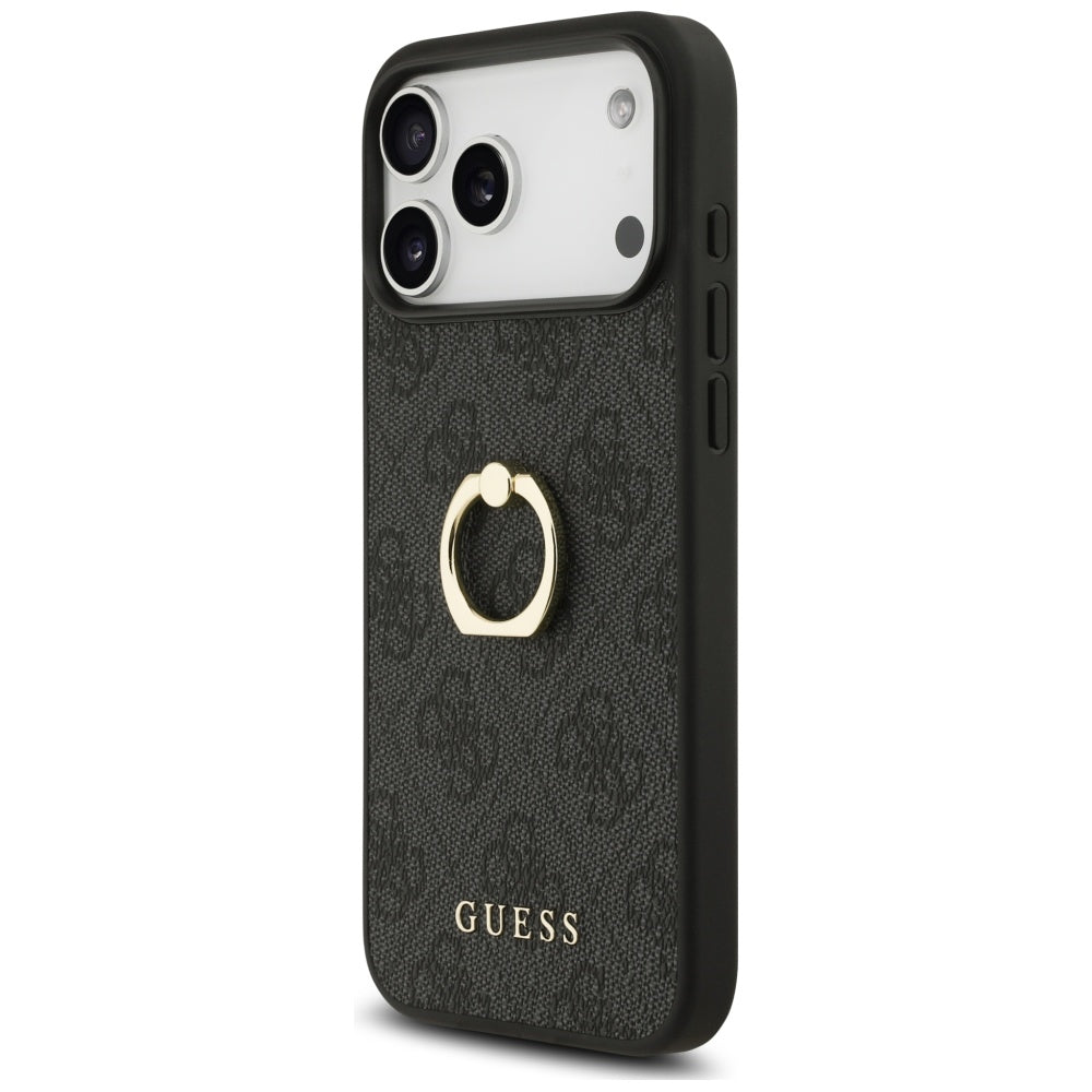 Hoes voor Apple iPhone 17 Pro Max, Guess, 4G Ring Stand, Zwart