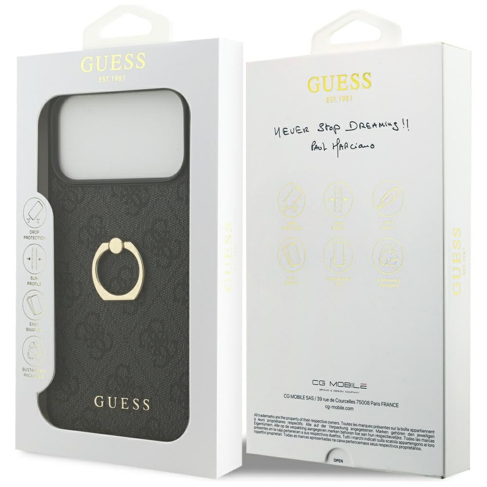 Hoes voor Apple iPhone 17 Pro Max, Guess, 4G Ring Stand, Zwart