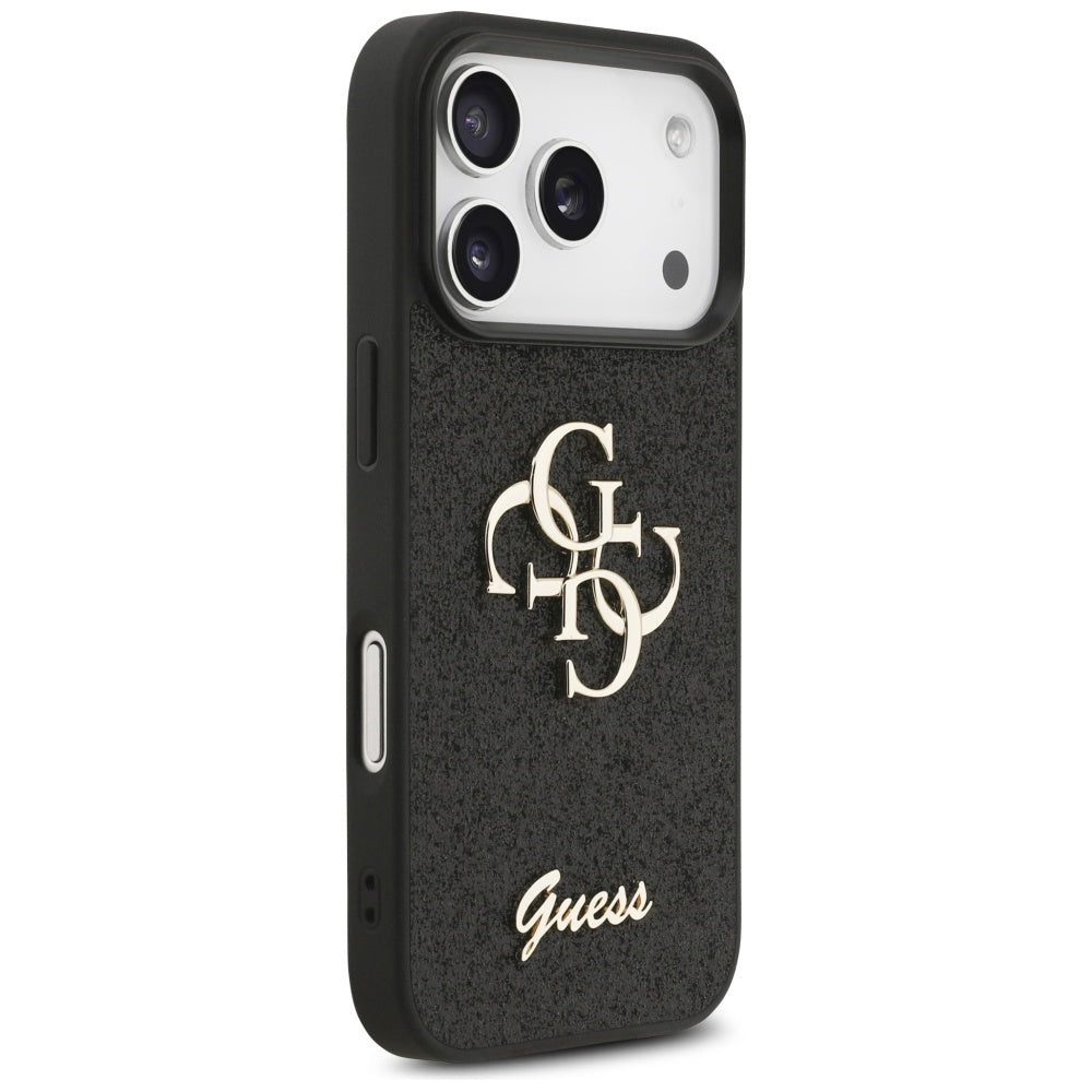 Hoes voor Apple iPhone 17 Pro Max, Guess, Fixed Glitter Big 4G, Zwart