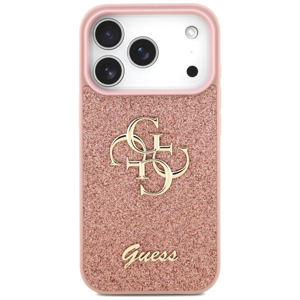 Étui pour Apple iPhone 17 Pro Max, Guess, Fixed Glitter Big 4G, Rose