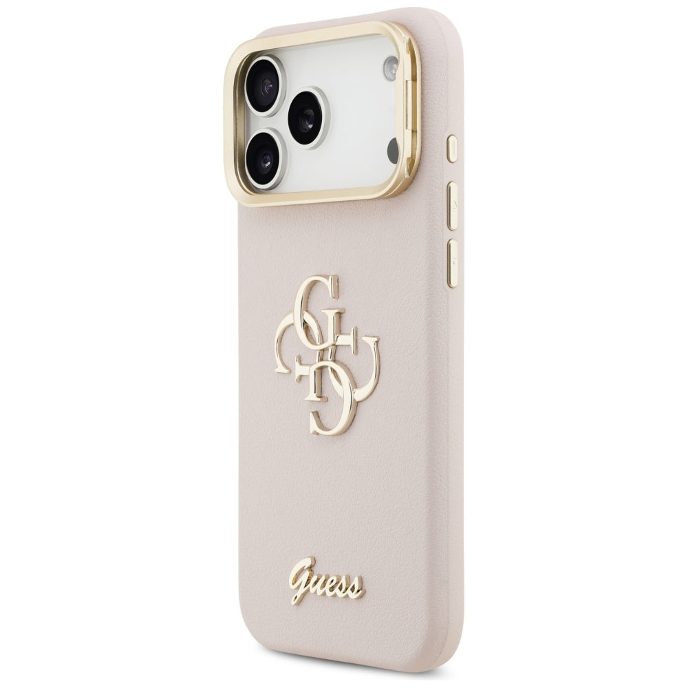 Étui pour Apple iPhone 17 Pro Max, Guess, Grained Big 4G Stand Camera, Rose