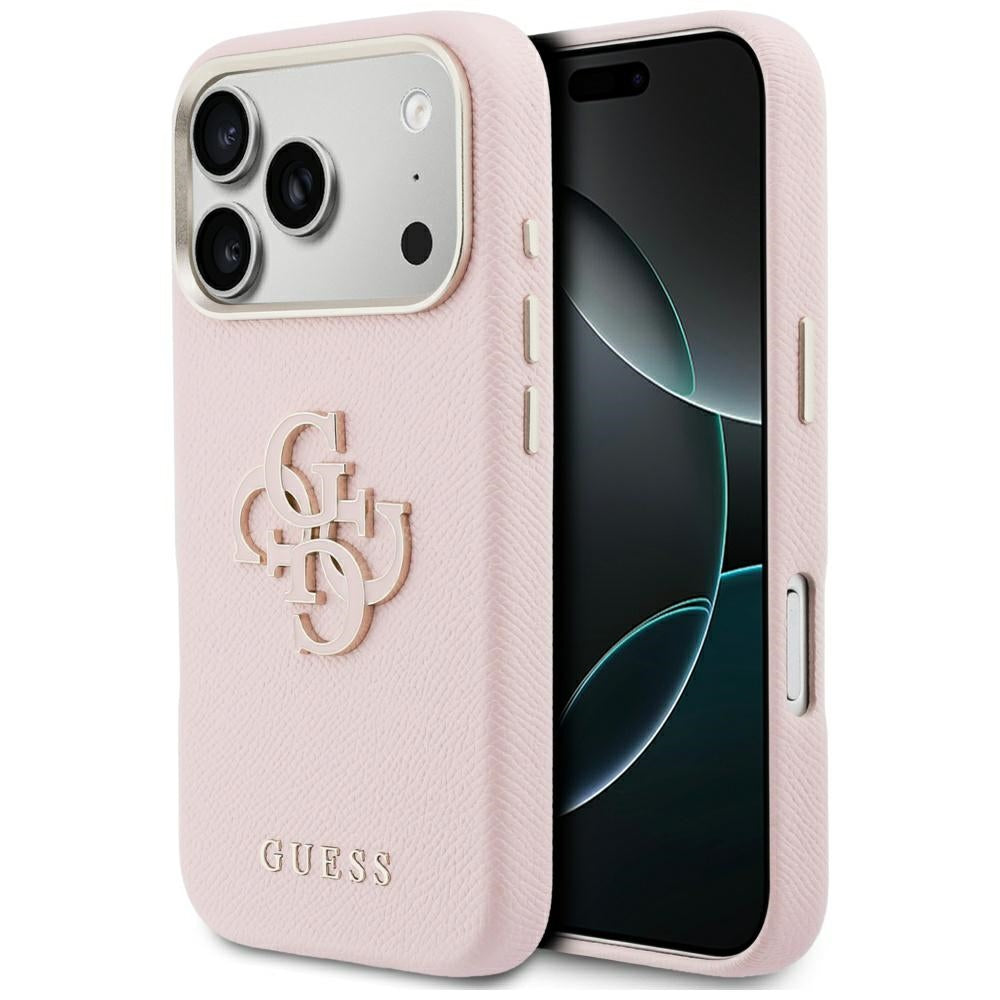 Coque pour Apple iPhone 17 Pro, Guess, Logo en résine, Rose