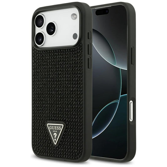 Hoes voor Apple iPhone 17 Pro Max, Guess, Rhinestone Triangle Logo, Zwart