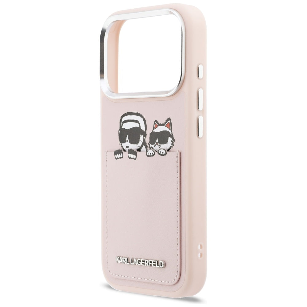 Hülle für Apple iPhone 17 Pro Max, Karl Lagerfeld, Karl & Choupette Print mit Tasche, Rosa