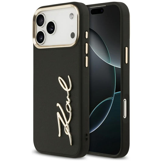 Hoes voor Apple iPhone 17 Pro Max, Karl Lagerfeld, Script Logo, Zwart