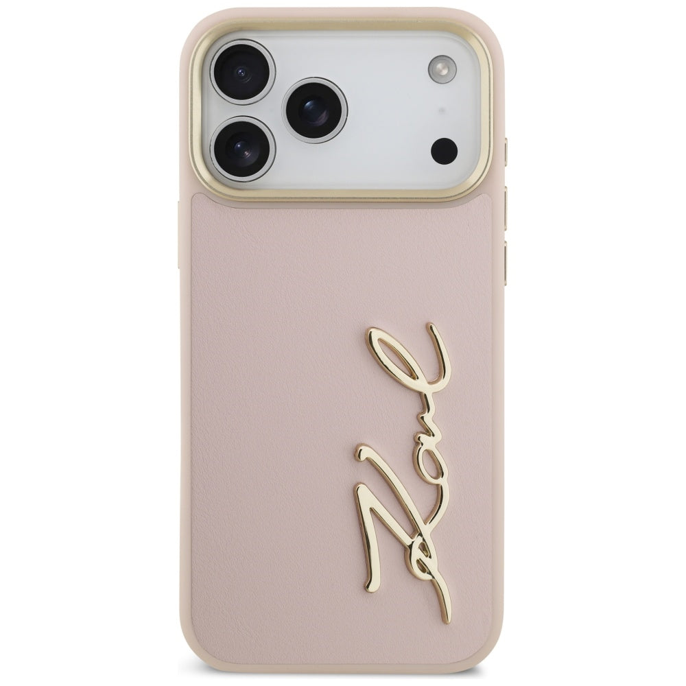 Hoes voor Apple iPhone 17 Pro Max, Karl Lagerfeld, Script Logo, Roze