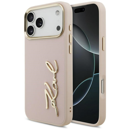 Hoes voor Apple iPhone 17 Pro Max, Karl Lagerfeld, Script Logo, Roze