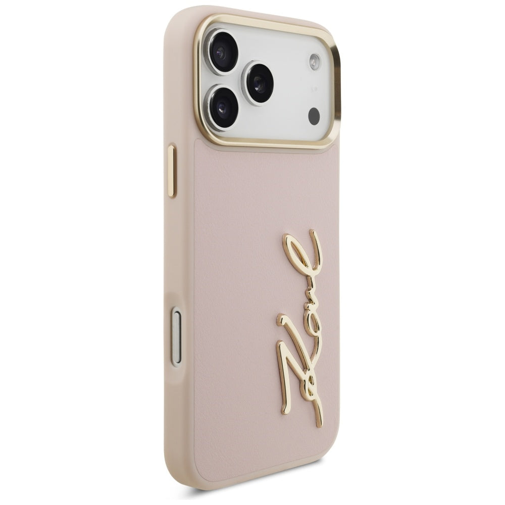 Hoes voor Apple iPhone 17 Pro Max, Karl Lagerfeld, Script Logo, Roze