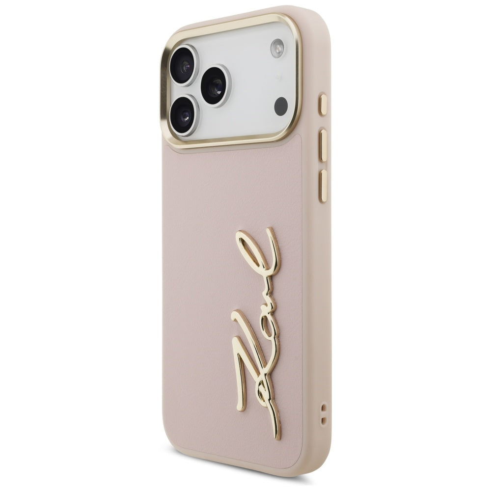 Hoes voor Apple iPhone 17 Pro Max, Karl Lagerfeld, Script Logo, Roze