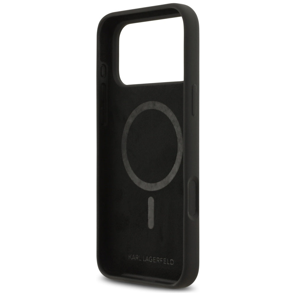 Hoes voor Apple iPhone 17 Pro Max, Karl Lagerfeld, Sketch en Logo Karl, Zwart