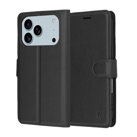 Hoes voor Apple iPhone 17 Pro Max, Techsuit, Leather Folio, Zwart
