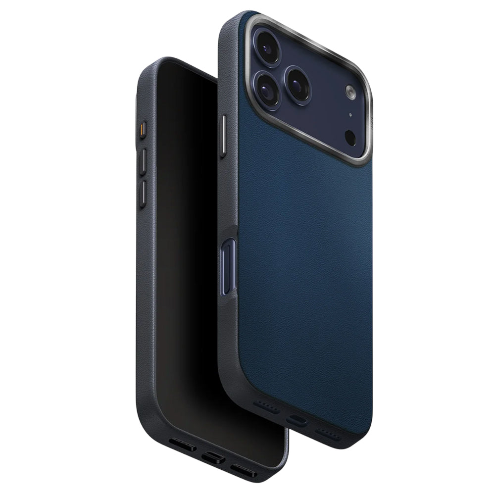 Étui pour Apple iPhone 17 Pro, UNIQ, Lyden Leatherette, Bleu Noir