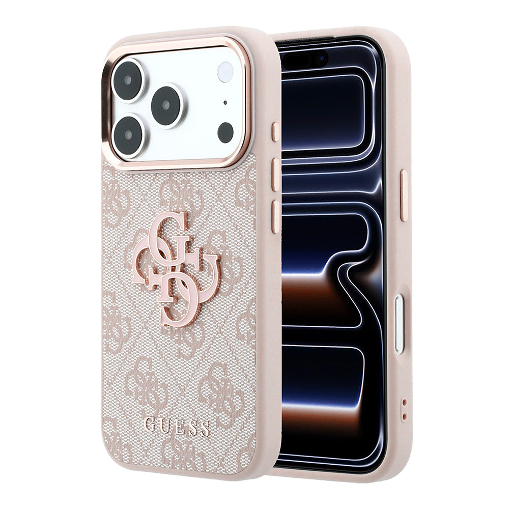 Hülle für Apple iPhone 18 Pro / 17 Pro, Guess, 4G Big Resin Logo, Rosa