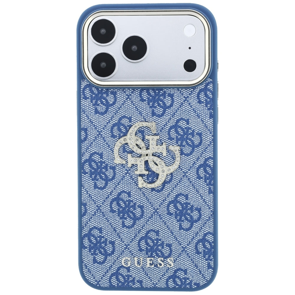 Case for Apple iPhone 18 Pro / 17 Pro, Guess, 4G Big Strass Logo, Blue