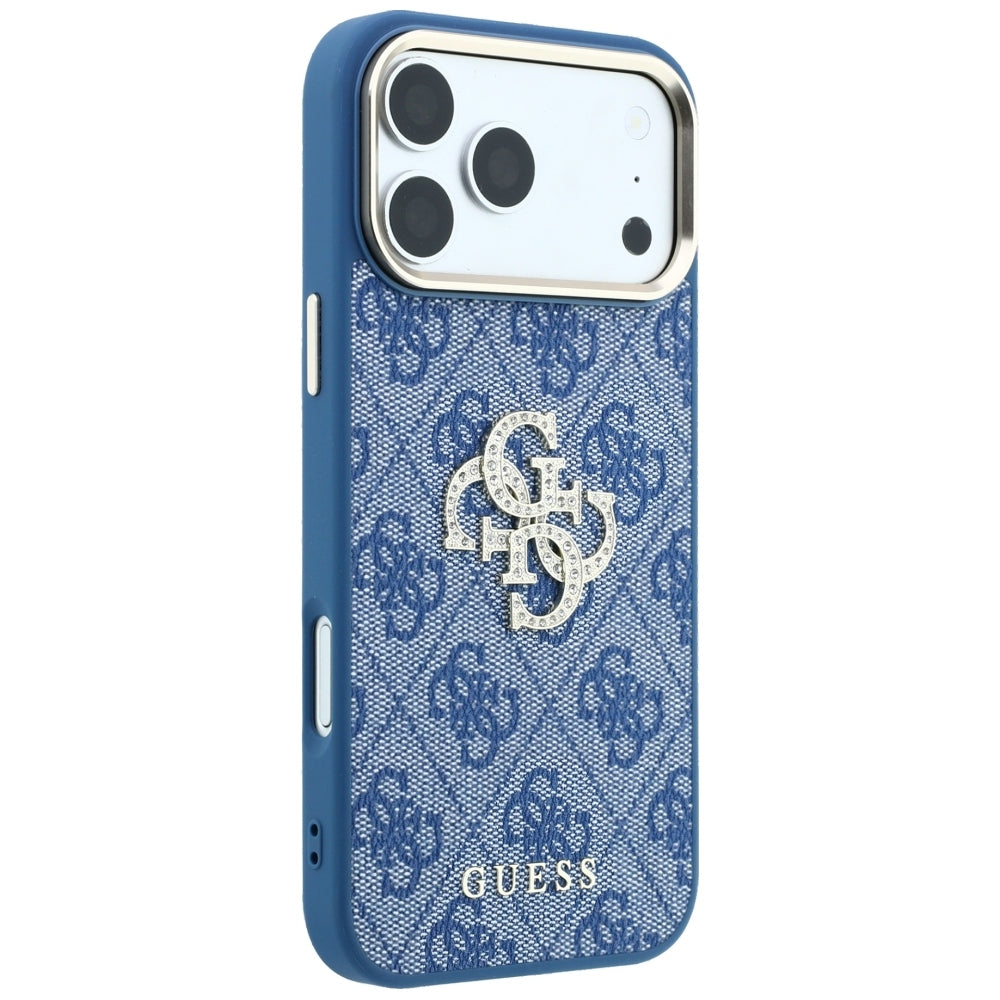 Case for Apple iPhone 18 Pro / 17 Pro, Guess, 4G Big Strass Logo, Blue