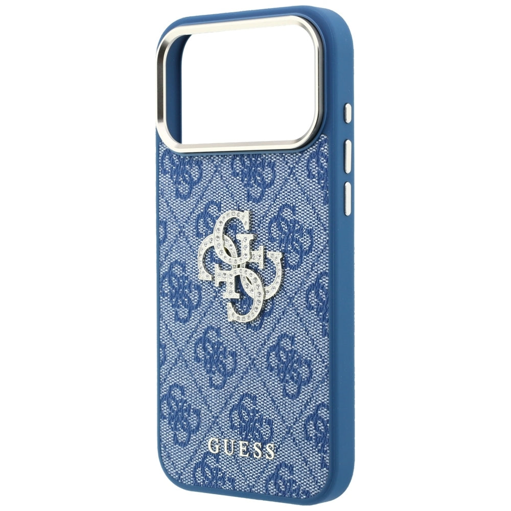 Case for Apple iPhone 18 Pro / 17 Pro, Guess, 4G Big Strass Logo, Blue