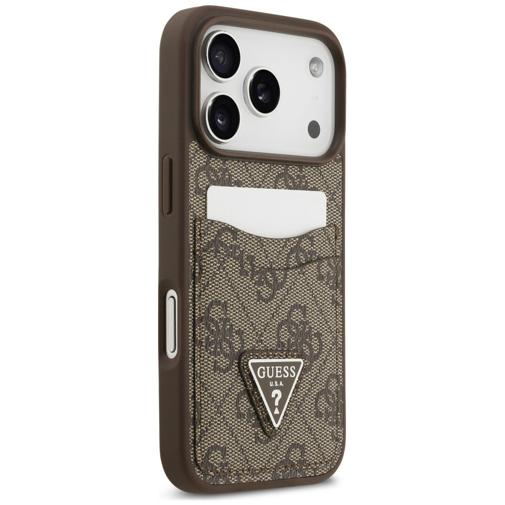 Hoesje voor Apple iPhone 18 Pro / 17 Pro, Guess, 4G Double Card Triangle, bruin