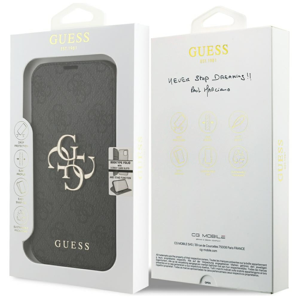 Hoes voor Apple iPhone 18 Pro / 17 Pro, Guess, 4G Metal Logo, Zwart