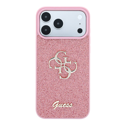 Coque pour Apple iPhone 18 Pro / 17 Pro, Guess, Fixed Glitter Big 4G, Rose