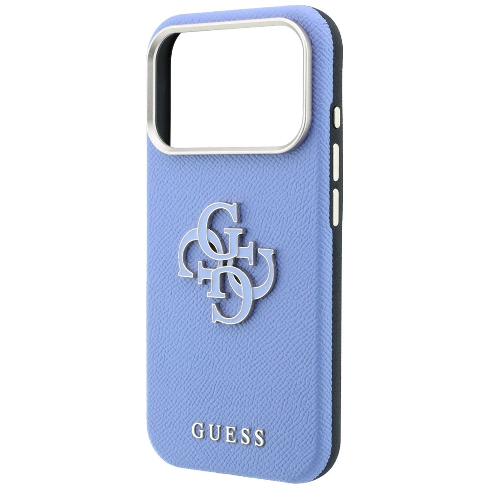 Hoes voor Apple iPhone 18 Pro / 17 Pro, Guess, Gegranuleerd Groot Resin Logo, Blauw