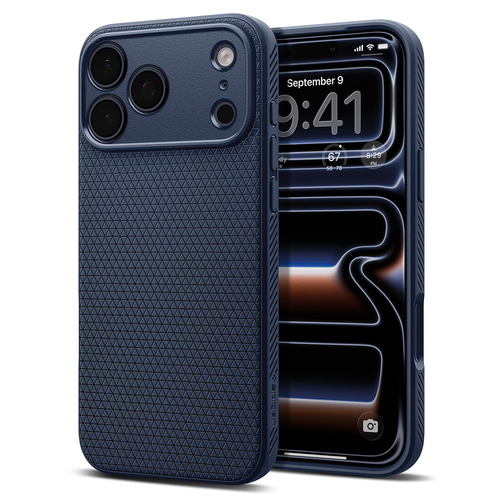 Coque pour Apple iPhone 18 Pro / 17 Pro, Spigen, Liquid Air, Bleu marine ACS12150
