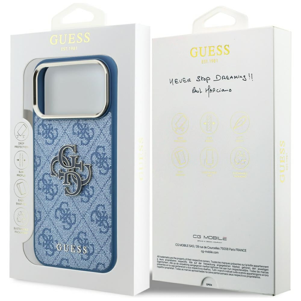 Hoes voor Apple iPhone 18 Pro Max / 17 Pro Max, Guess, 4G Big Resin Logo, Blauw