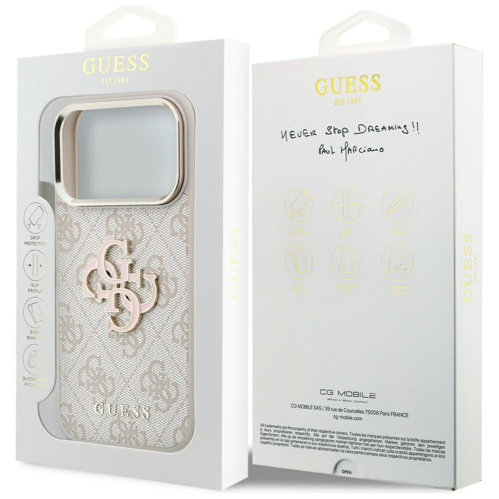 Hoes voor Apple iPhone 18 Pro Max / 17 Pro Max, Guess, 4G Big Resin Logo, Roze
