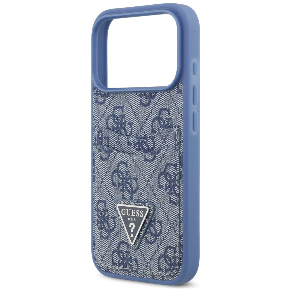 Coque pour Apple iPhone 18 Pro Max / 17 Pro Max, Guess, 4G Double Card Triangle, bleue