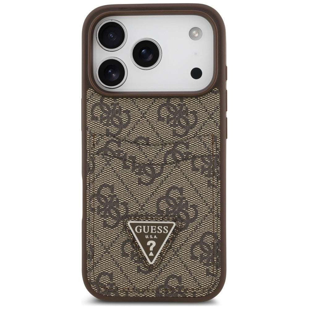 Coque pour Apple iPhone 18 Pro Max / 17 Pro Max, Guess, 4G Double Card Triangle, marron