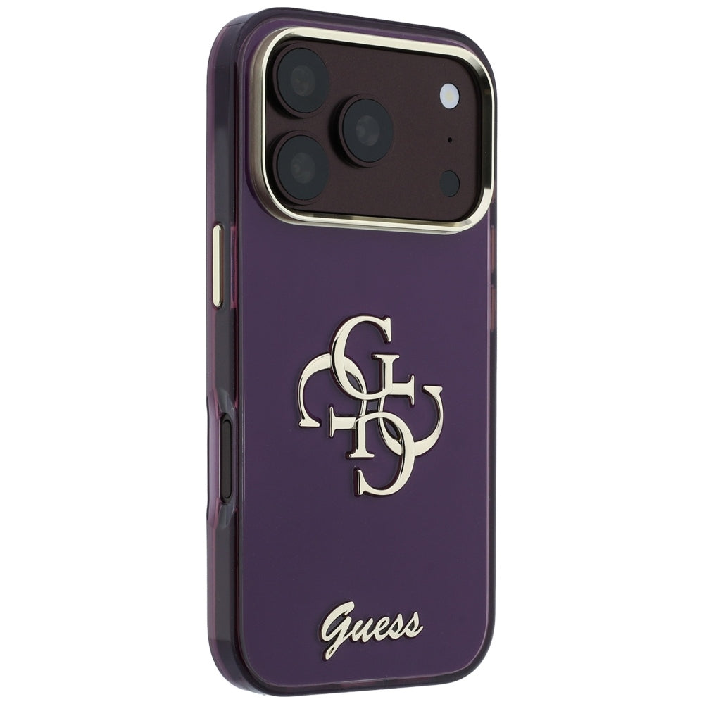 Coque pour Apple iPhone 18 Pro Max / 17 Pro Max, Guess, IML 4G Metal Script, Bordeaux
