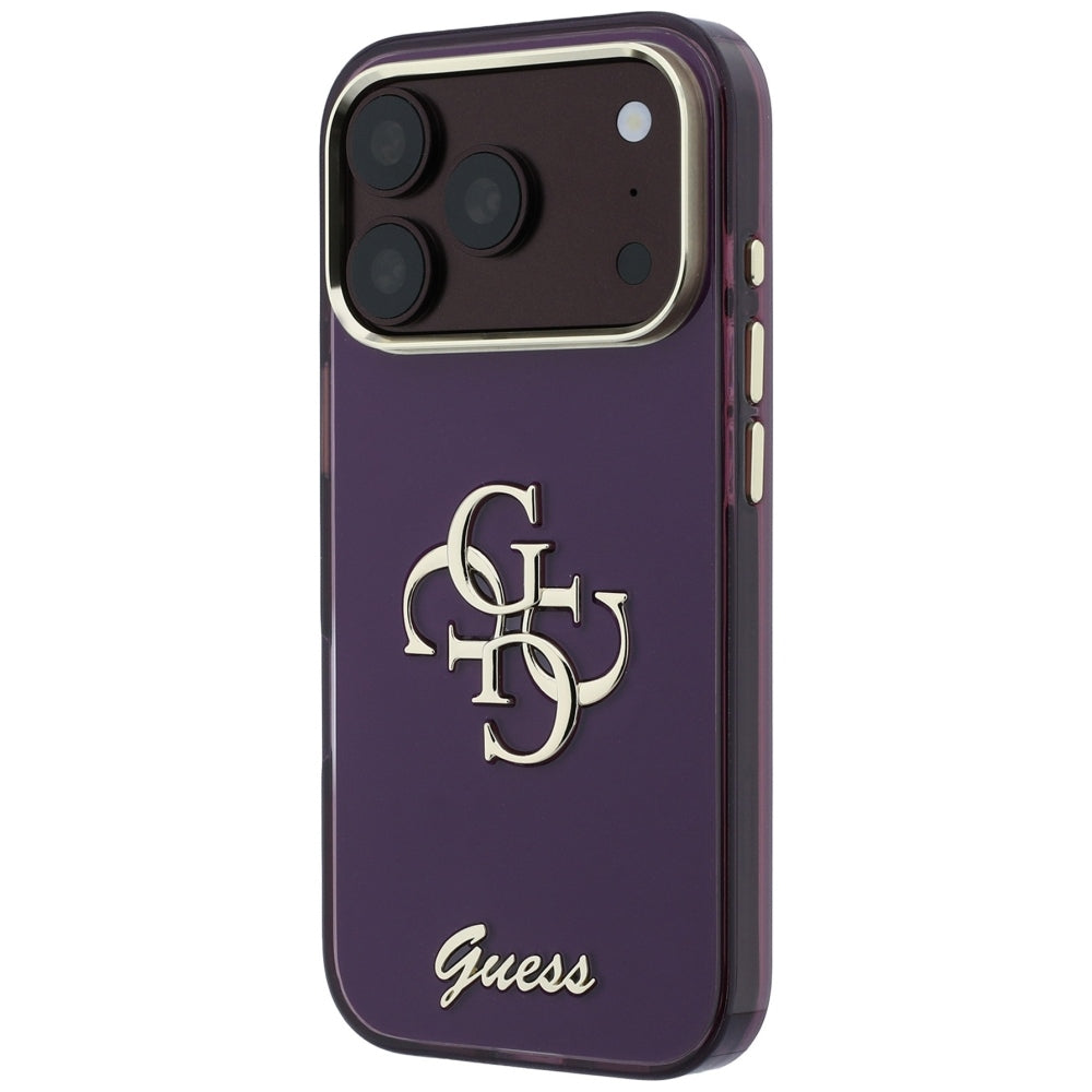 Coque pour Apple iPhone 18 Pro Max / 17 Pro Max, Guess, IML 4G Metal Script, Bordeaux