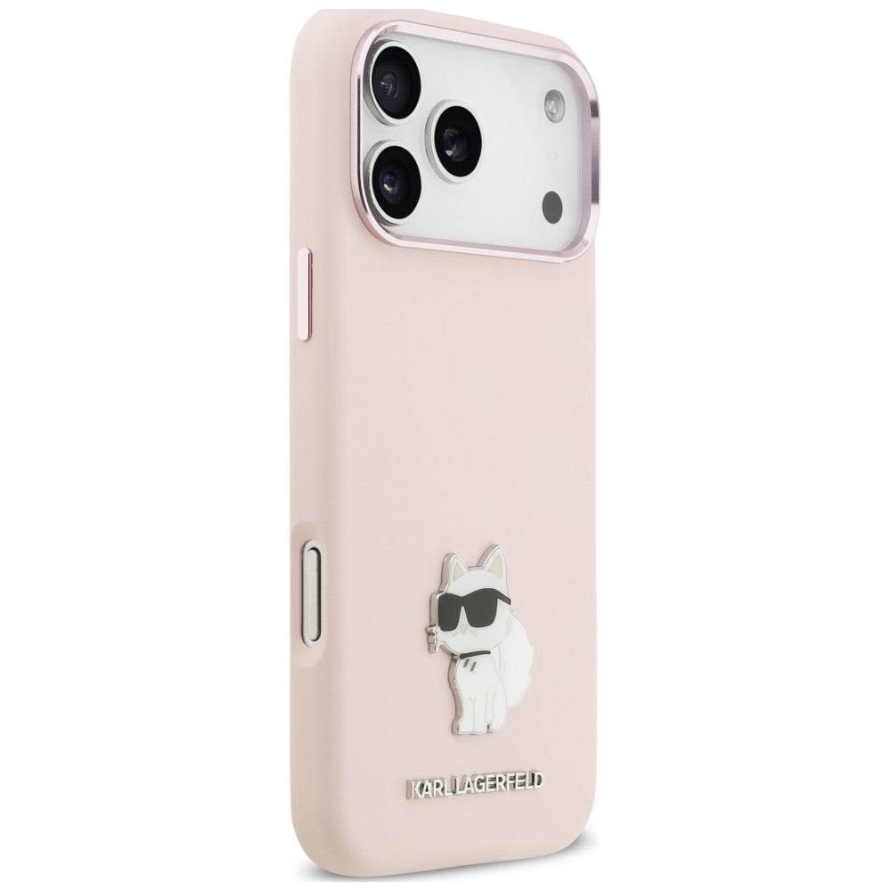 Coque pour Apple iPhone 18 Pro Max / 17 Pro Max, Karl Lagerfeld, Choupette Metal Pin, rose