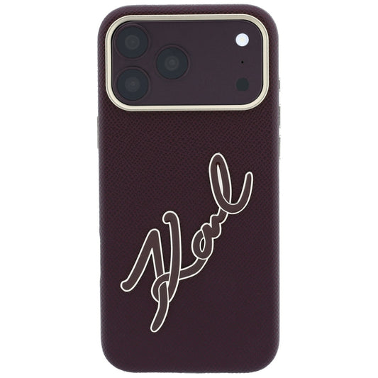 Hoes voor Apple iPhone 18 Pro Max / 17 Pro Max, Karl Lagerfeld, Smooth Big Resin Signature Logo, Wijnrood