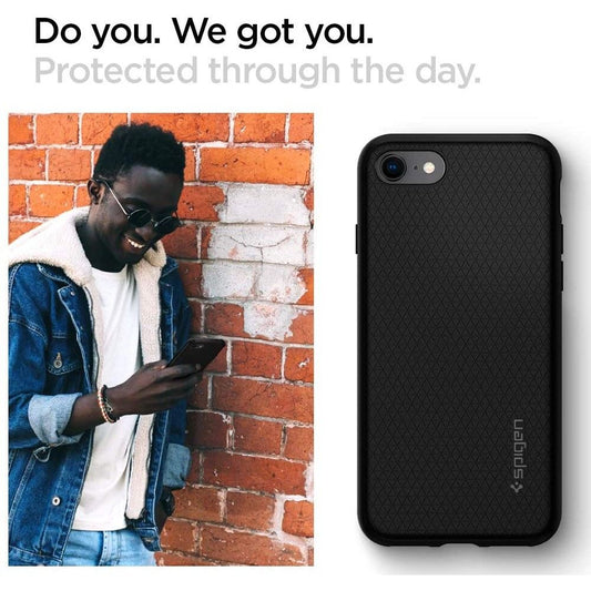 Étui pour Apple iPhone SE (2022) / SE (2020) / 8 / 7, Spigen, Liquid Air, Noir