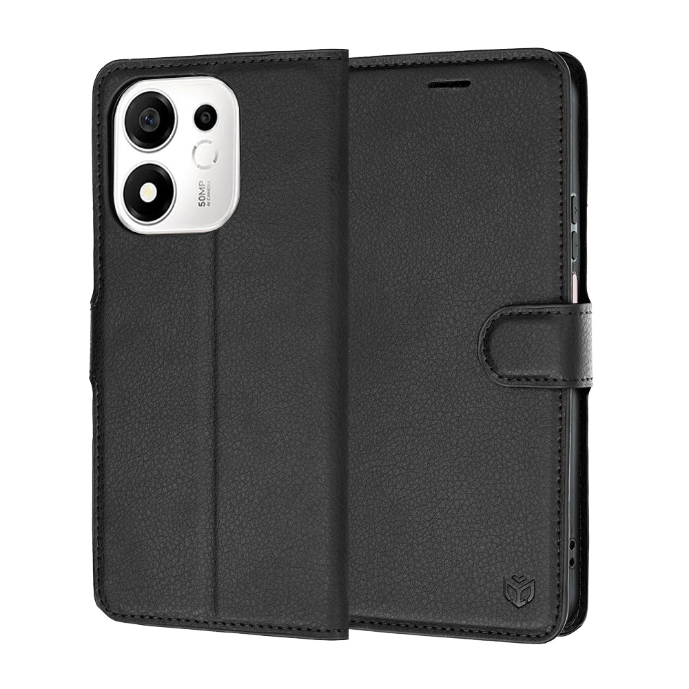 Hoes voor Honor 600 Smart, Techsuit, Leather Folio, Zwart
