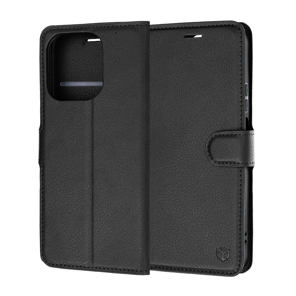 Hoes voor Honor 600 Smart, Techsuit, Leather Folio, Zwart