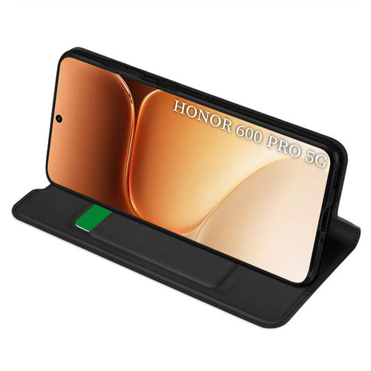 Coque pour Honor 600 Smart, Techsuit, Magskin Book Long Blitz Cutout, Noire