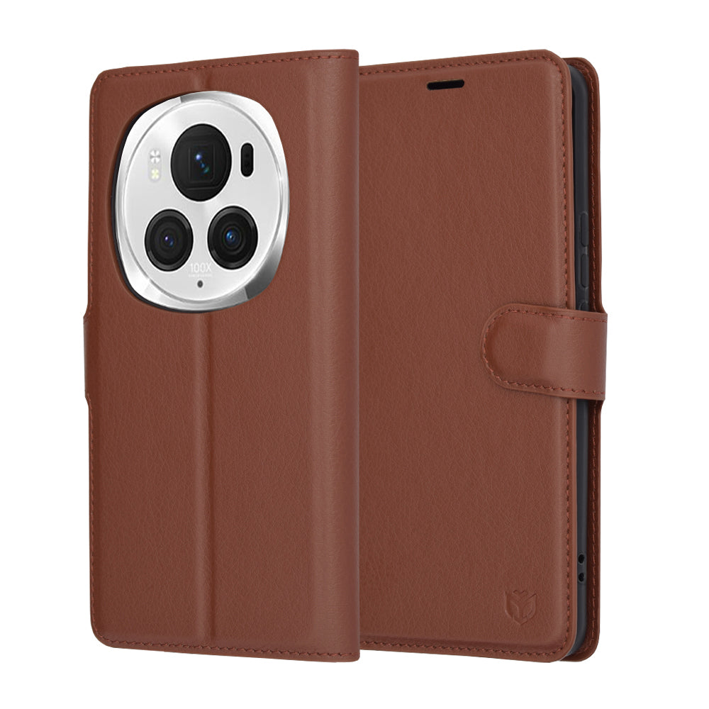 Coque pour Honor Magic6 Pro, Techsuit, Leather Folio, Marron