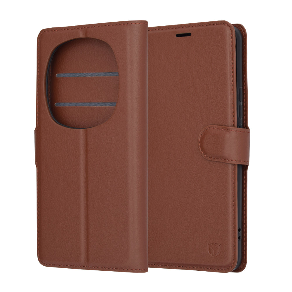 Coque pour Honor Magic6 Pro, Techsuit, Leather Folio, Marron