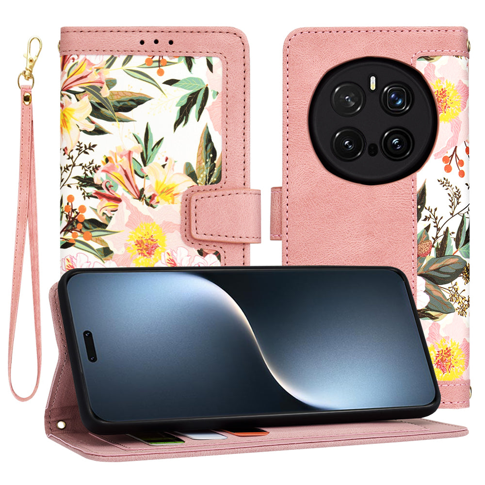 Coque pour Honor Magic7 Pro, Techsuit, FlipCraft, Rose