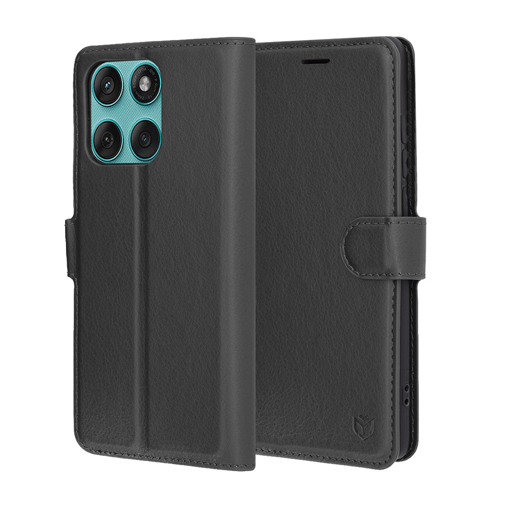 Coque pour Motorola Edge 60 Fusion / Edge 60, Techsuit, Folio en cuir, Noire