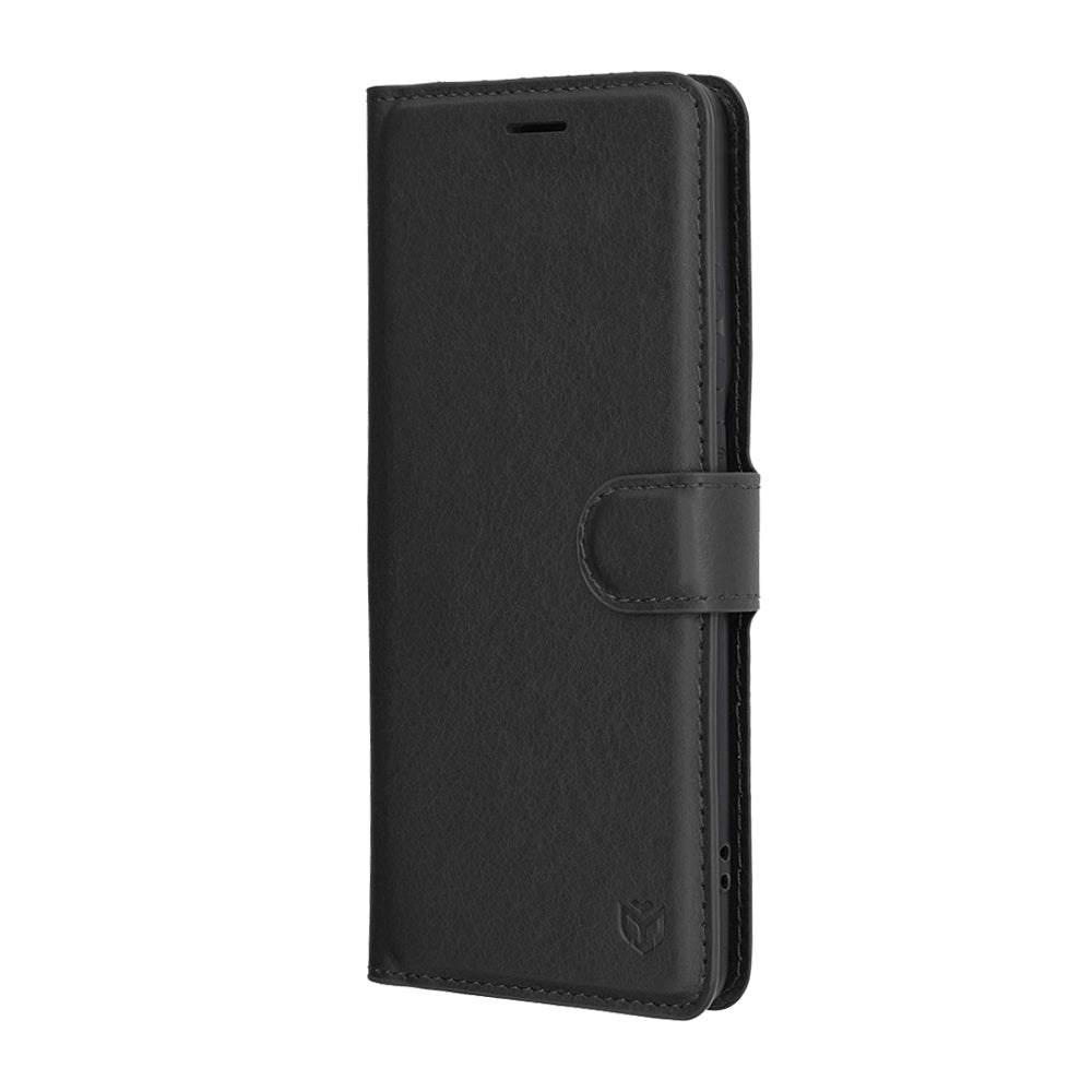 Coque pour Motorola Edge 60 Pro, Techsuit, Leather Folio, Noire
